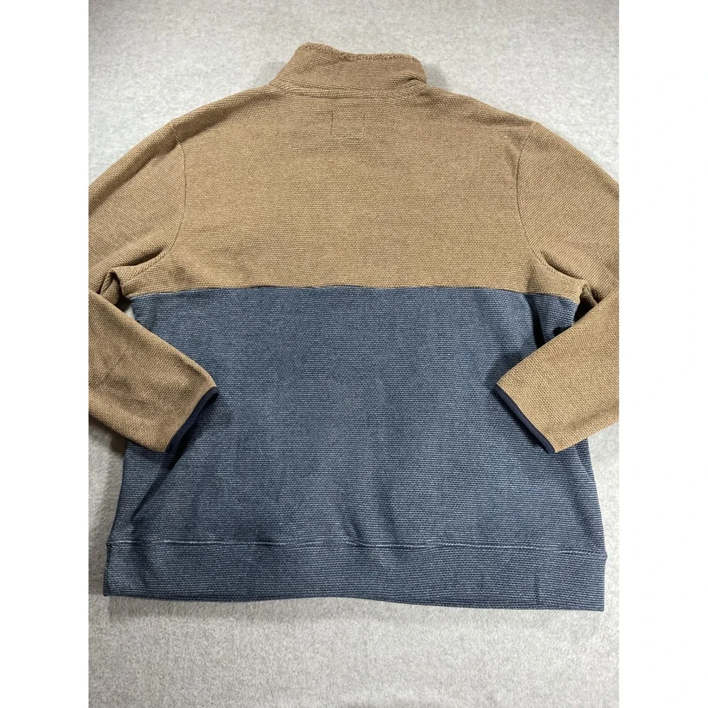 Victory Outfitters Mens XL Quarter Zip Fleece Pullover Tan Blue Colorblock 2258